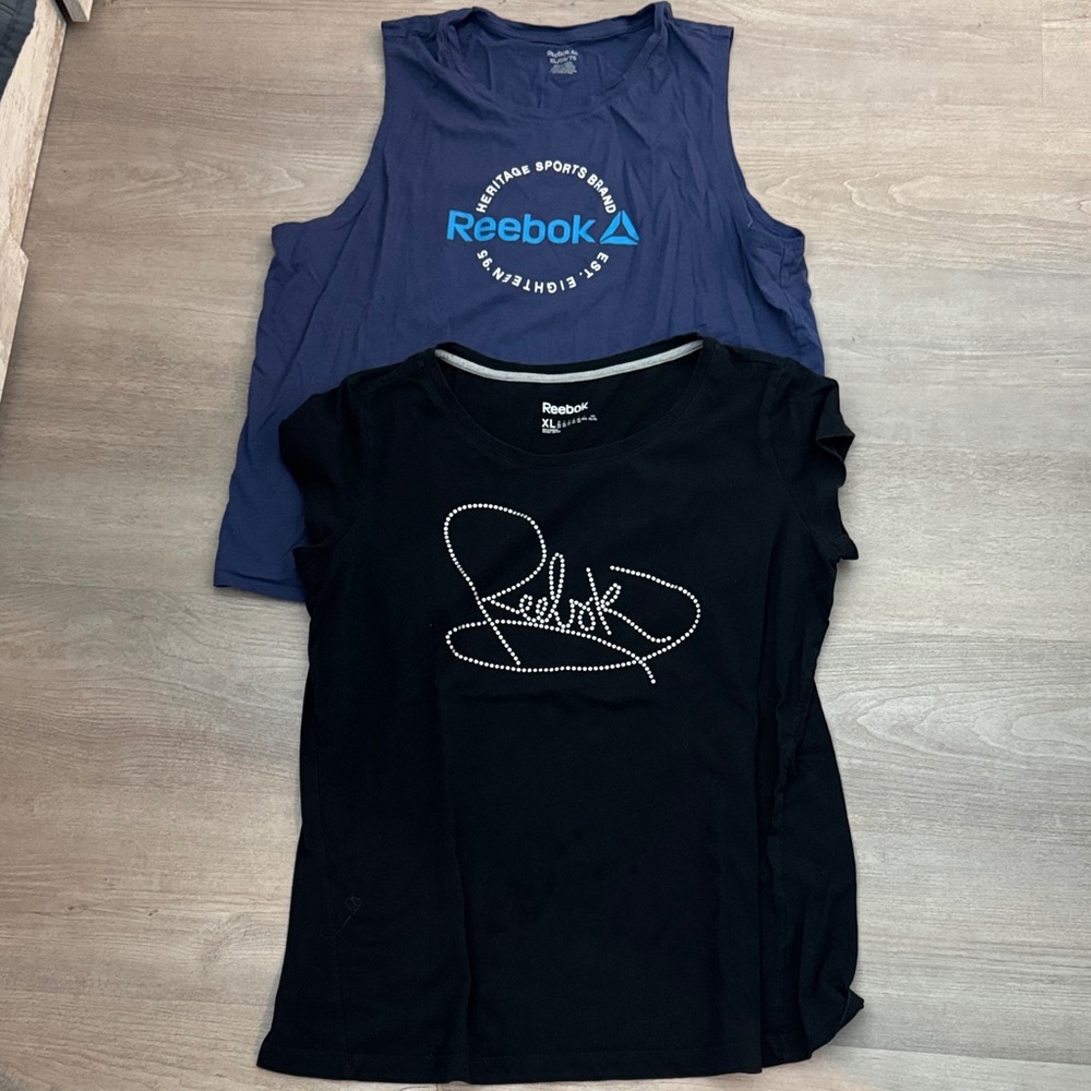 Reebok Black Tee & Navy Logo Tank Duo